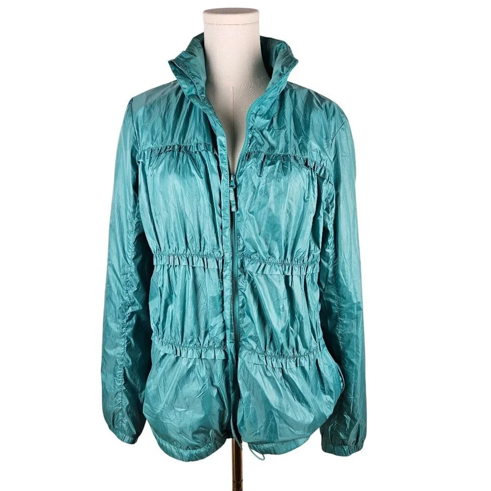 PrAna‎ Womens Tegan Yoga Jacket Large Turqoise Polyester Water-Resistant Zip